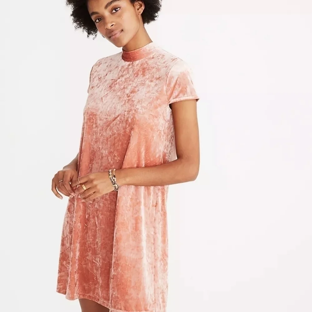 Madewell Crushed Velvet Mock Neck Dress S